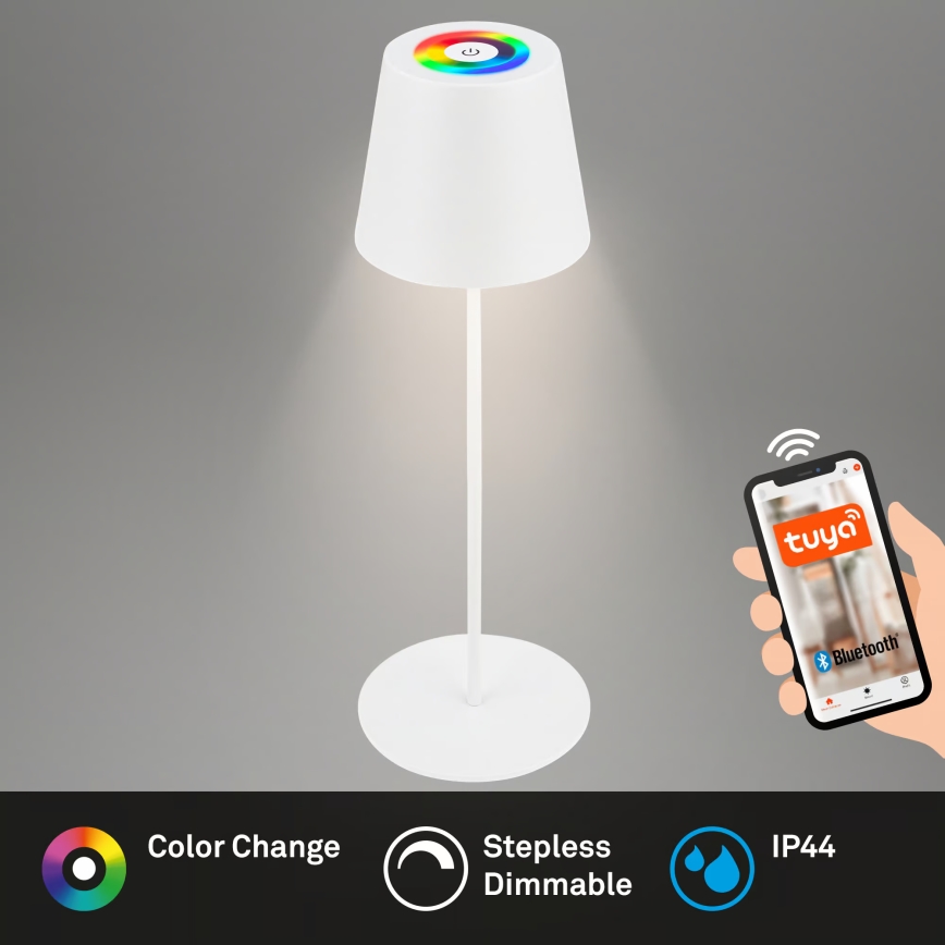 Briloner 7559016 - Dimmbare, wiederaufladbare RGB-LED-Outdoor-Tischleuchte COLORIS LED/3,5W/5V IP44 2000 mAh Wi-Fi Tuya