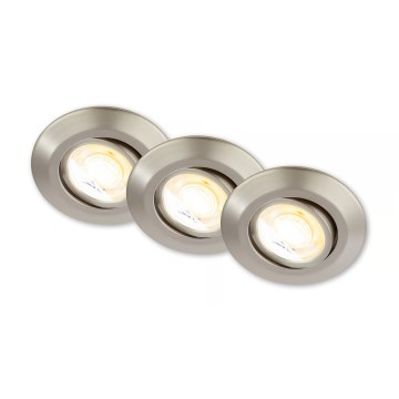 Briloner 7586032 - Lot de 3 spots LED encastrés pour salle de bains KLIRA, 1x LED/4,9 W/230 V, 2500/3000/4000 K, IP23, chrome mat