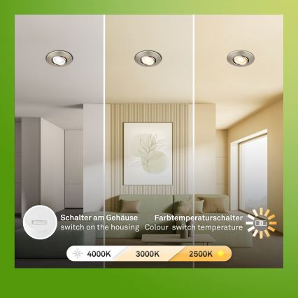 Briloner 7587032 - Set 3x dimmbare LED-Badezimmer-Einbauleuchten KLIRA LED/4,9W/230V 2500/3000/4000K IP23 mattchrom