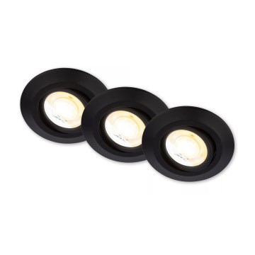 Briloner 7587035 - Set di 3 faretti LED dimmerabili da incasso per bagno KLIRA 1xLED/4,9W/230V 2500/3000/4000K IP23 nero