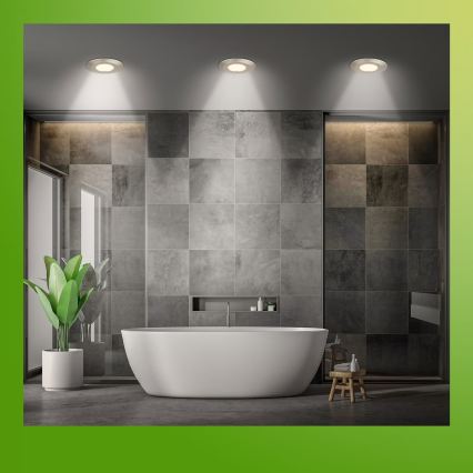 Briloner 7588032 - 3er-Set LED-Badezimmer-Einbauleuchten KLIRA, 1x LED/4,9 W/230 V, 2500/3000/4000 K, IP44, mattchrom