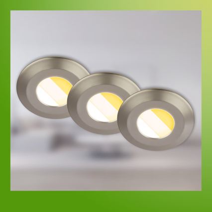 Briloner 7588032 - 3er-Set LED-Badezimmer-Einbauleuchte KLIRA LED/4,9W/230V 2500/3000/4000K IP44 mattchrom