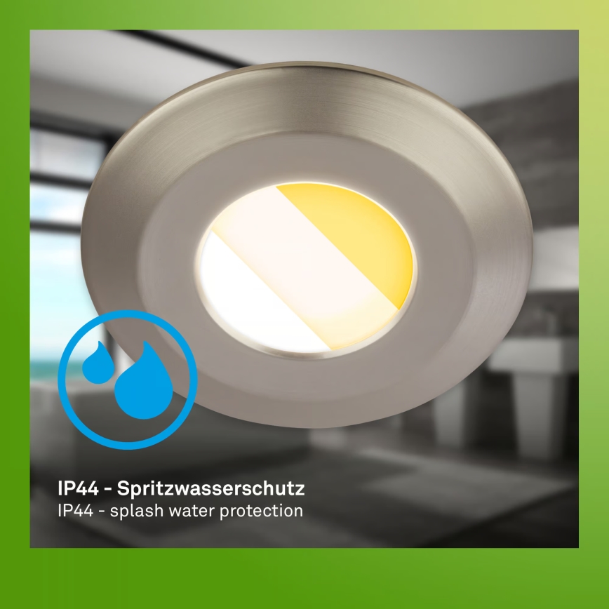 Briloner 7588032 - 3er-Set LED-Badezimmer-Einbauleuchte KLIRA LED/4,9W/230V 2500/3000/4000K IP44 mattchrom
