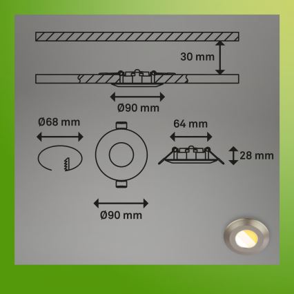 Briloner 7588032 - Set di 3 faretti LED da incasso per bagno KLIRA 1xLED/4,9W/230V 2500/3000/4000K IP44 cromo opaco