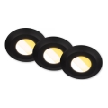 Briloner 7588035 - 3er-Set LED-Badezimmer-Einbauleuchte KLIRA LED/4,9W/230V 2500/3000/4000K IP44 schwarz