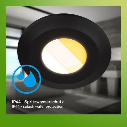 Briloner 7588035 - Lot de 3 plafonniers encastrables LED pour salle de bains KLIRA LED/4,9W/230V 2500/3000/4000K IP44 noir