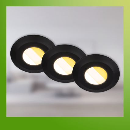 Briloner 7589035 - Ensemble de 3 spots encastrés LED dimmables pour salle de bains KLIRA LED/4,9W/230V 2500/3000/4000K IP44 noir