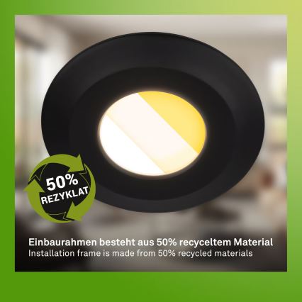 Briloner 7589035 - SET 3x dimmbare LED-Einbauleuchte KLIRA für Badezimmer LED/4,9W/230V 2500/3000/4000K IP44 schwarz