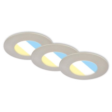 Briloner 7598032 - LOT 3x Spot encastrable de salle de bain LED/4,9W/230V IP44 2700/4000/6500K chrome mat