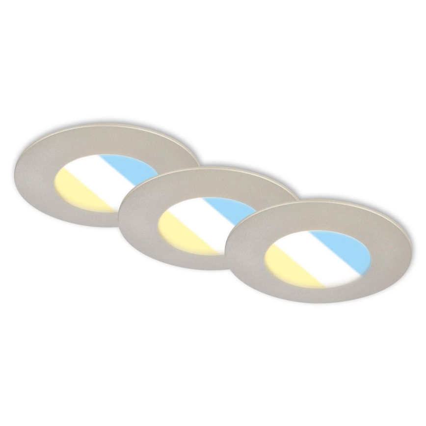 Briloner 7598032 - LOT 3x Spot encastrable de salle de bain LED/4,9W/230V IP44 2700/4000/6500K chrome mat
