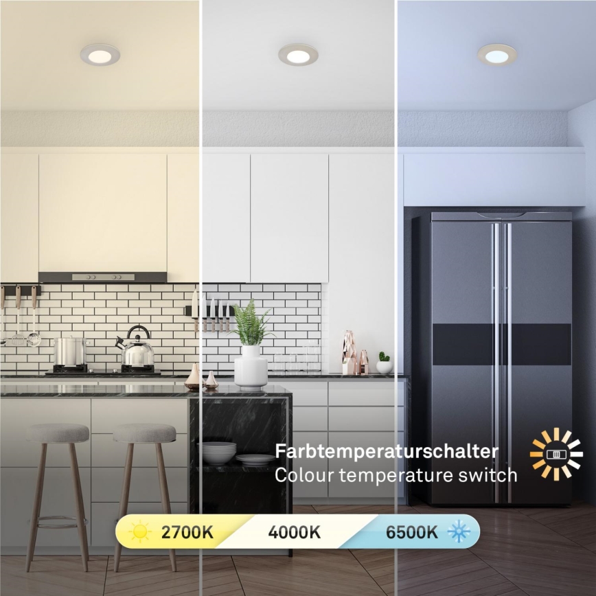 Briloner 7598032 - LOT 3x Spot encastrable de salle de bain LED/4,9W/230V IP44 2700/4000/6500K chrome mat