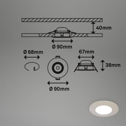 Briloner 7598032 - LOT 3x Spot encastrable de salle de bain LED/4,9W/230V IP44 2700/4000/6500K chrome mat