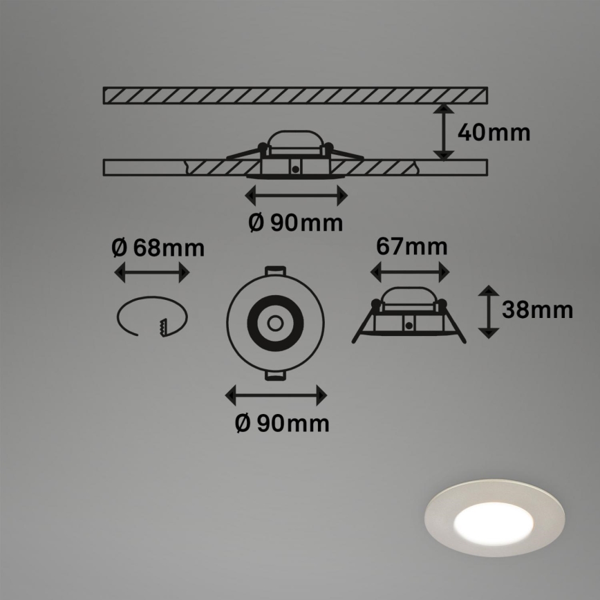 Briloner 7598032 - LOT 3x Spot encastrable de salle de bain LED/4,9W/230V IP44 2700/4000/6500K chrome mat