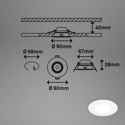 Briloner 7598036 - SET 3x Lampada LED da incasso per bagni LED/4,9W/230V IP44 2700/4000/6500K bianco