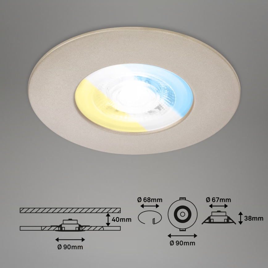 Briloner 7605032 - 3er-Set LED-Badezimmer-Einbauleuchte 3xLED/4,9W/230V 2700/4000/6500K IP44 mattchrom