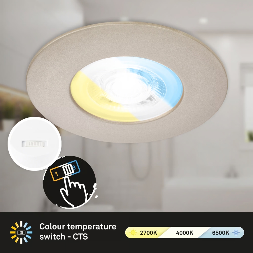 Briloner 7605032 - SET 3xLED Plafoniera da incasso per bagno LED/4,9W/230V 2700/4000/6500K IP44 cromo opaco