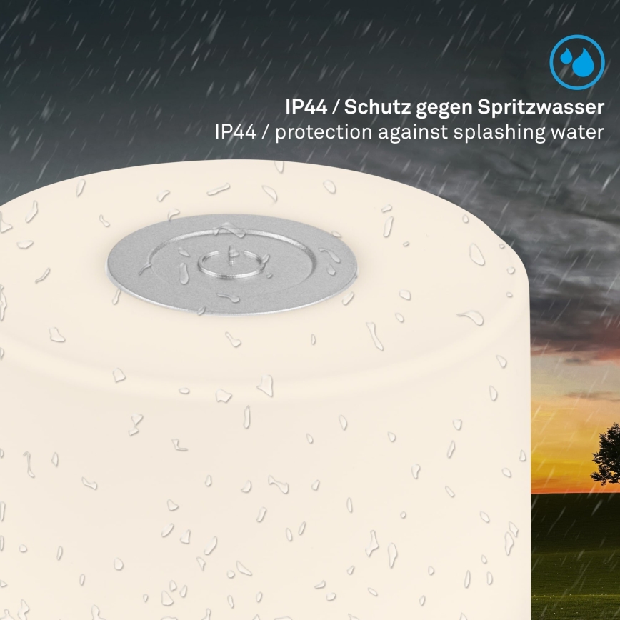 Briloner - Lampada da tavolo LED da esterno ricaricabile dimmerabile a sfioramento LED/2W/5V 2700K IP44 1200 mAh cromo satinato