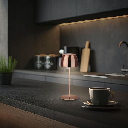 Briloner - Lampe de table d'extérieur tactile MINI, dimmable et rechargeable, LED/2,5W/5V IP44 1800 mAh, cuivrée