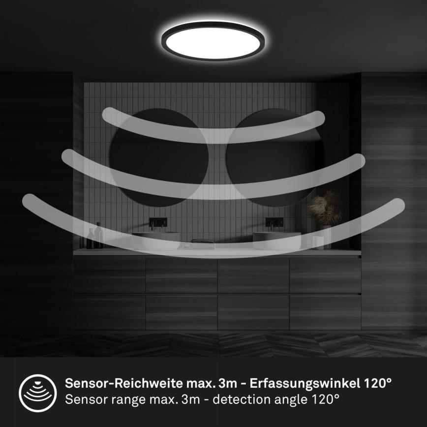 Briloner - LED-Badezimmer-Deckenleuchte mit Sensor MOVE LED/18W/230V IP44 Ø 29 cm weiß