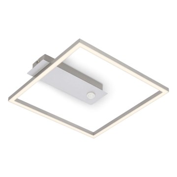 Briloner - LED-Deckenleuchte mit Bewegungs- und Dämmerungssensor FRAME LED/14W/230V 3000K 30x32 cm matt-chrom