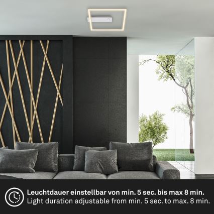 Briloner - LED-Deckenleuchte mit Bewegungs- und Dämmerungssensor FRAME LED/14W/230V 3000K 30x32 cm matt-chrom