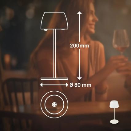 Briloner  - MINI LED-Tischlampe für den Außenbereich, dimmbar, wiederaufladbar, mit Touch-Bedienung, LED/2,5W/5V IP44 1800 mAh, weiß