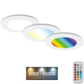 Briloner - LOT x3 Spot de salle de bain RGBW encastrable à intensité variable LED/4,8W/230V 3000-6500K IP65 + télécommande