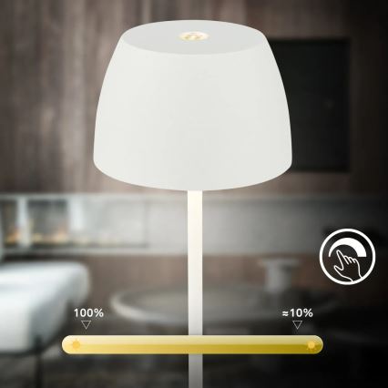 Briloner - Lampe de table d'extérieur tactile, rechargeable et à intensité variable MINI LED/2,5W/5V IP44 1800 mAh blanche