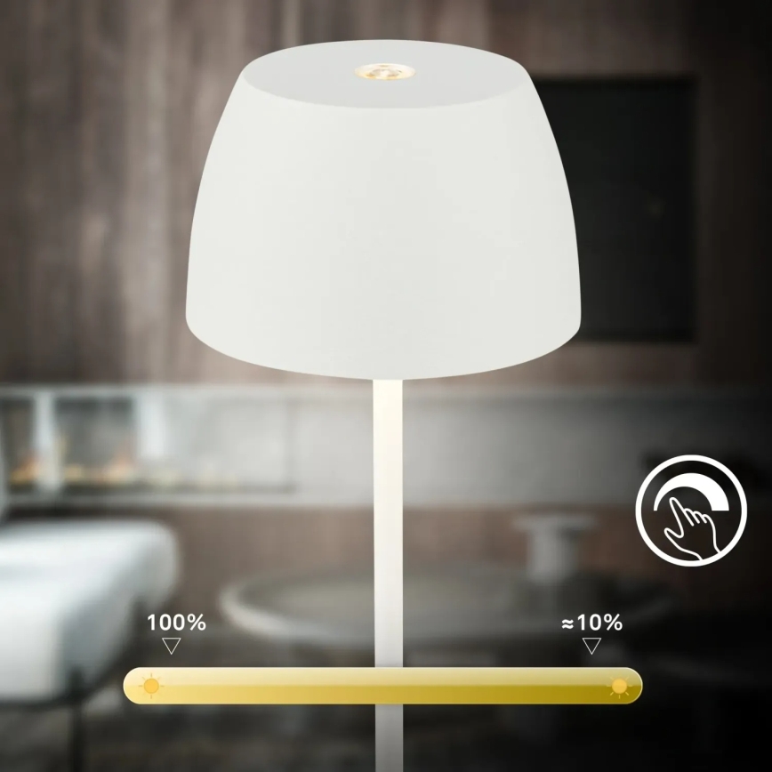 Briloner - Lampe de table d'extérieur tactile, rechargeable et à intensité variable MINI LED/2,5W/5V IP44 1800 mAh blanche