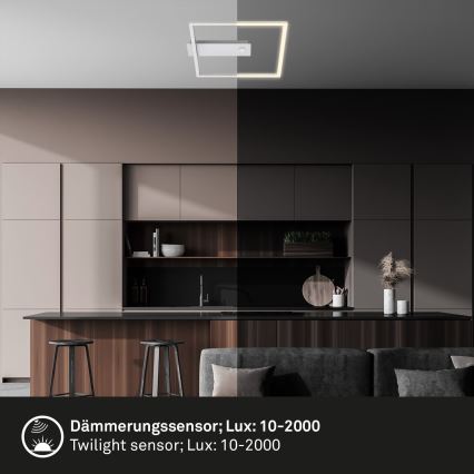 Briloner - Plafoniera LED con sensore di movimento e sensore crepuscolare FRAME LED/14W/230V 3000K 30x32 cm cromo opaco