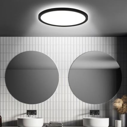 Briloner - Plafonnier LED pour salle de bains MOVE avec capteur de mouvement, LED/18W/230V, IP44, Ø 29 cm, noir