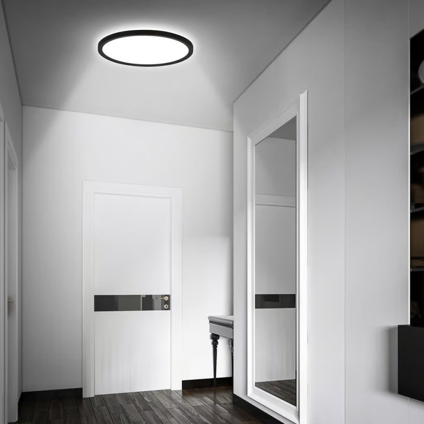 Briloner - Plafonnier LED pour salle de bains MOVE avec capteur de mouvement, LED/18W/230V, IP44, Ø 29 cm, noir