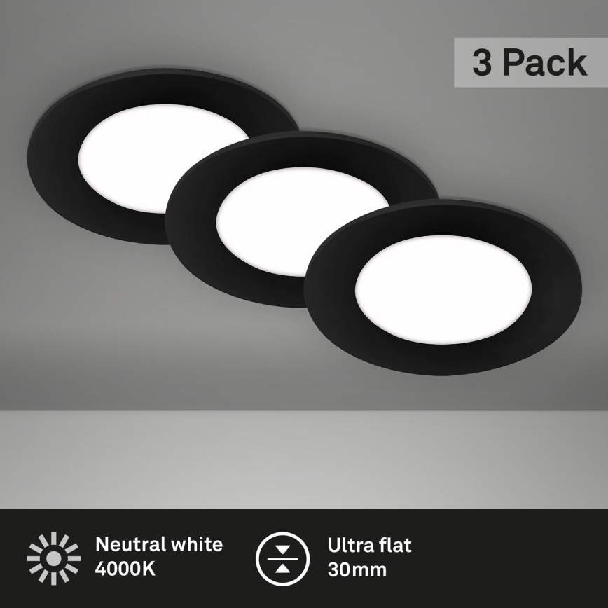 Briloner - SET 3x Lampada LED da incasso per bagni LED/3W/230V IP23