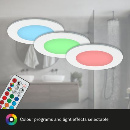 Briloner - SET 3x RGBW Luce da incasso LED da bagno dimmerabile LED/4,8W/230V 3000-6500K IP65 + telecomando