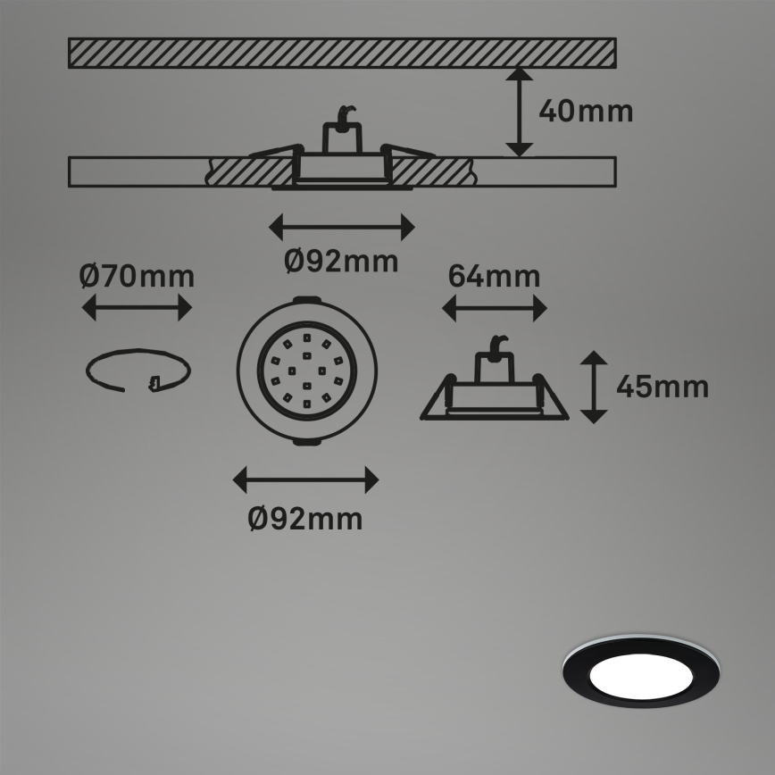 Briloner - SET 3x LED RGBW Lampada da incasso dimmerabile per bagni LED/4,8W/230V 3000-6500K IP65 + telecomando