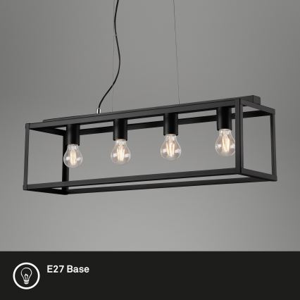 Briloner - Suspension filaire BLACK STEEL 4xE27/40W/230V
