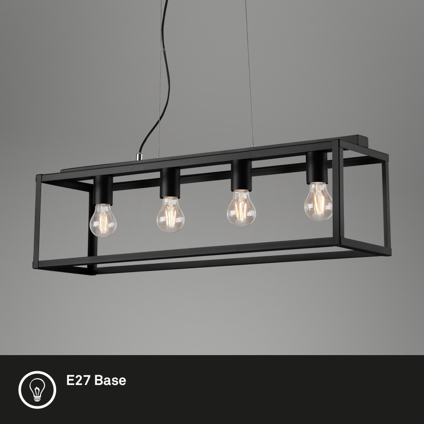Briloner - Suspension filaire BLACK STEEL 4xE27/40W/230V