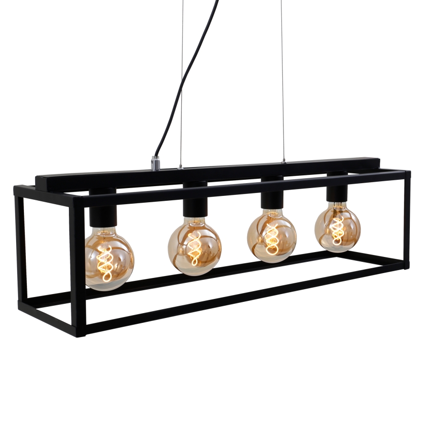 Briloner - Suspension filaire BLACK STEEL 4xE27/40W/230V
