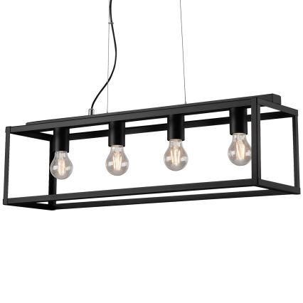 Briloner - Suspension filaire BLACK STEEL 4xE27/40W/230V