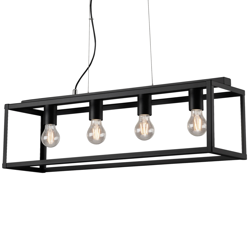 Briloner - Suspension filaire BLACK STEEL 4xE27/40W/230V