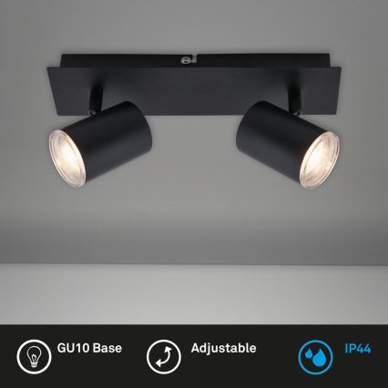 Briloner  10476221 - Luce Spot da bagno 2xGU10/5W/230V IP44 nero