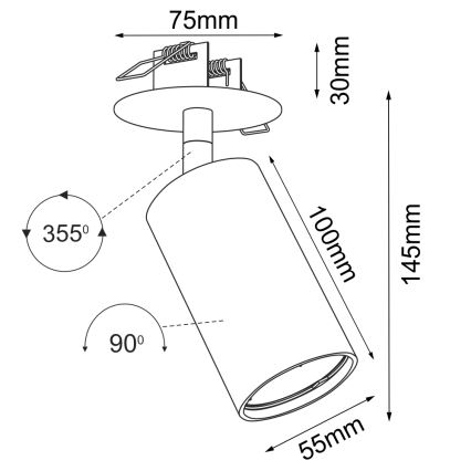 Brosline - Deckeneinbaustrahler 1xGU10/10W/230V schwarz