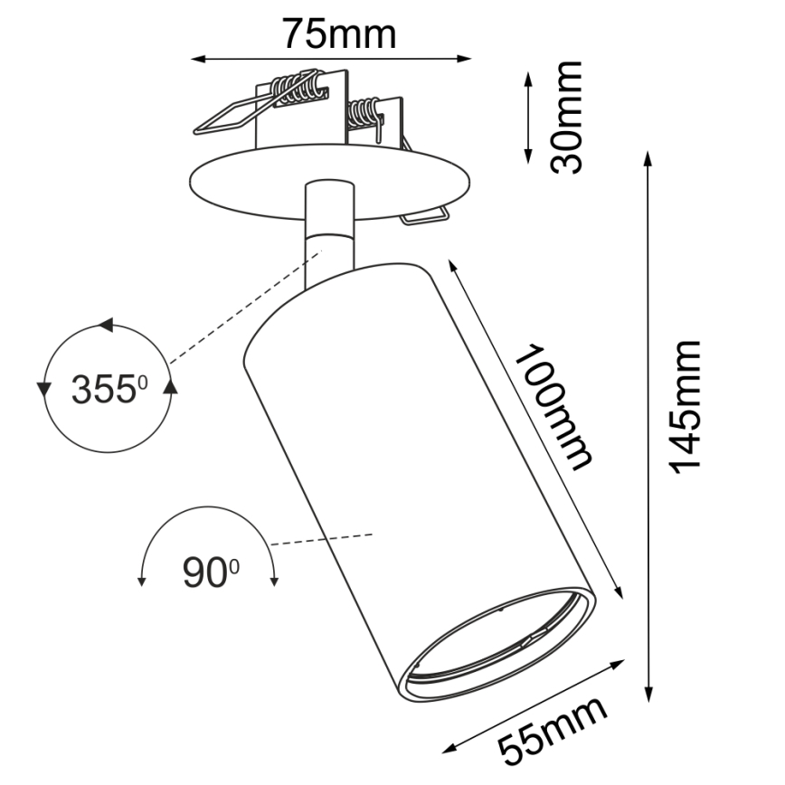 Brosline - Spot encastrable 1xGU10/10W/230V noir