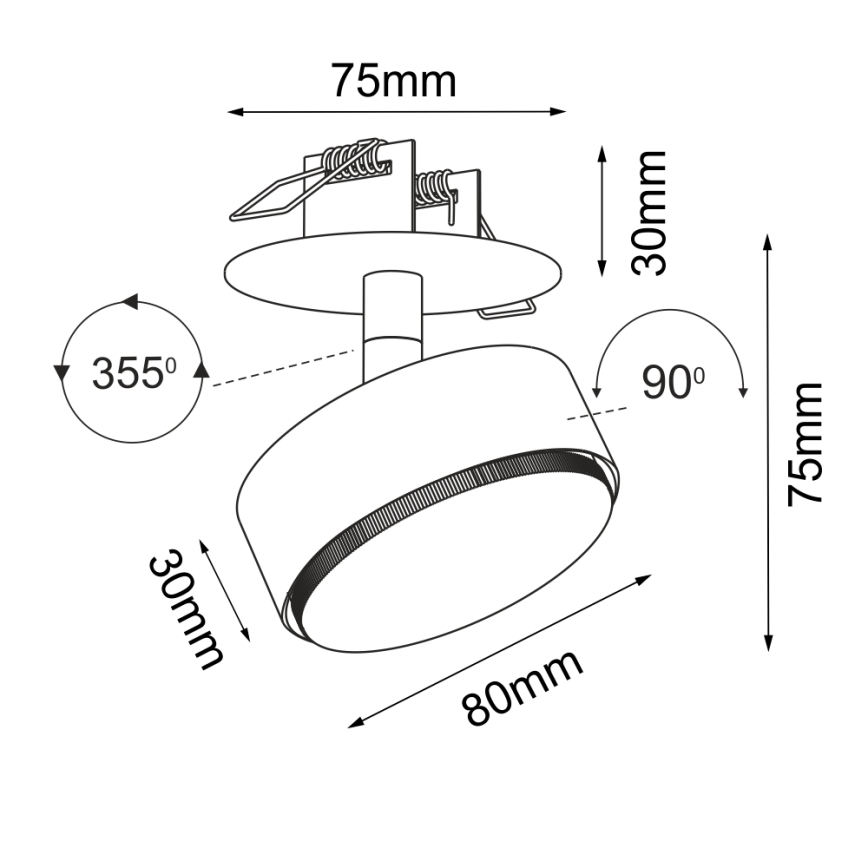 Brosline - Faretto da incasso per controsoffitto 1xGX53/9W/230V bianco