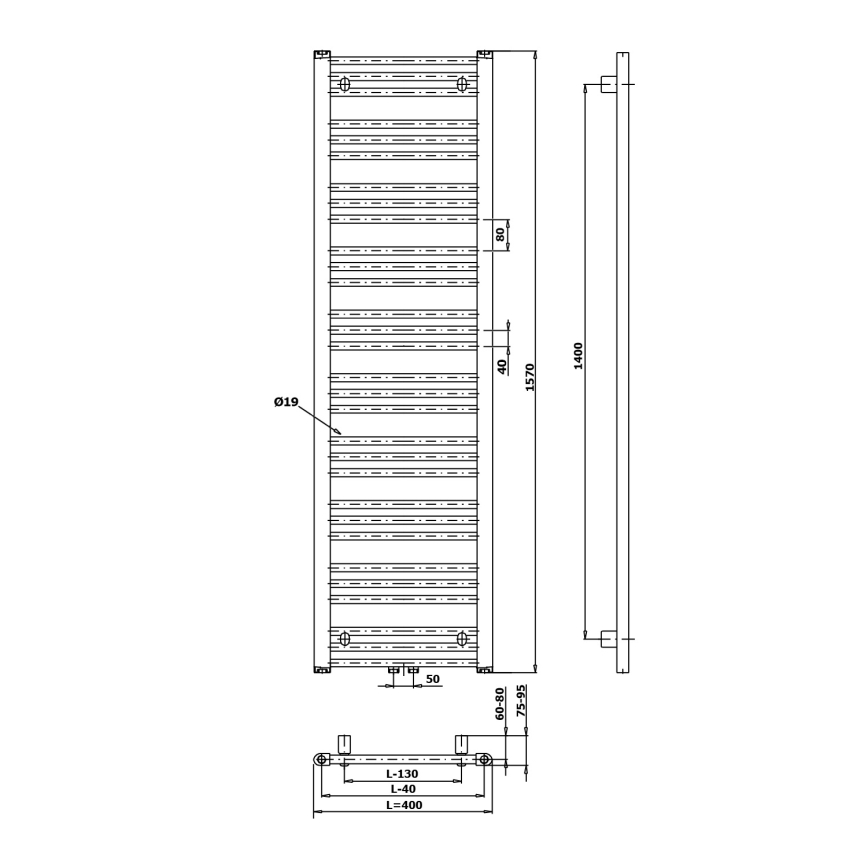 Bruckner - Bagno radiatore ALBRECHT 547W/230V 50x157 cm bianco