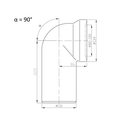 Bruckner - Connettore per Wc a 90° 11 cm bianco
