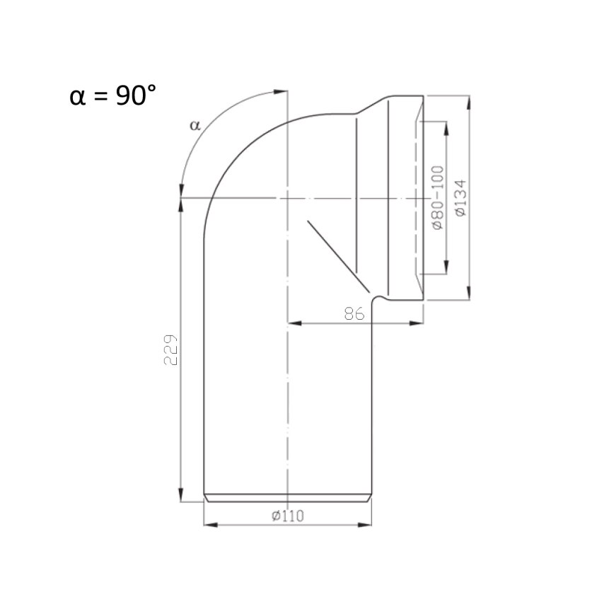 Bruckner - Connettore per Wc a 90° 11 cm bianco