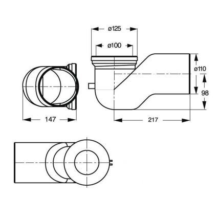 Bruckner - Connettore per Wc a 90° Offset 11 cm bianco