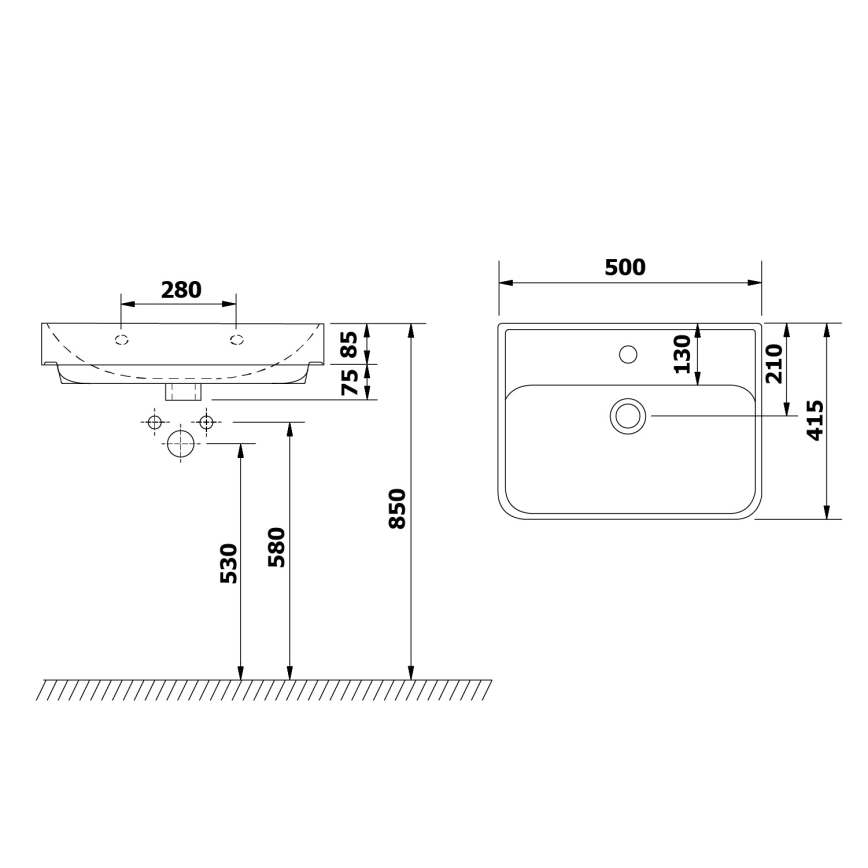 Bruckner - Lavabo encastré NEON 50x41,5 cm céramique/blanc