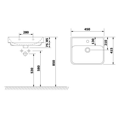 Bruckner - Lavabo da incasso NEON 45x41,5 cm ceramica/bianco
